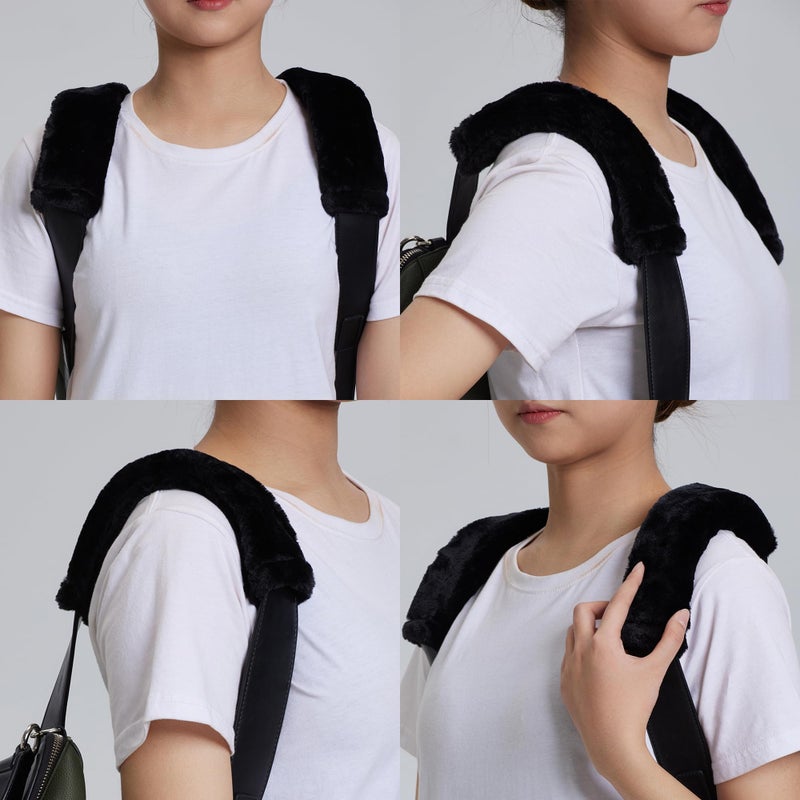 MOONET 2 Packs Car Seatbelt Covers Shoulder Pad for More Comfortable Driving, Universal Seat Belt Cover for Handbag Camera Backpack Straps, Soft Faux Sheepskin Wool Seat Belt Cushion (Black) - Image 4